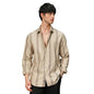 Campus Sutra Mens Bisque Beige Halo-Striped Shirt for Casual Wear | Spread Collar | Long Sleeve | Button Closure | Shirt Crafte