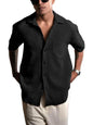 Pinkmint Bubble Textured Shirt for Men ll Half Sleeve Stylish Button Down Shirts ll Mens Pocket Shirt (Pack of 1) Black