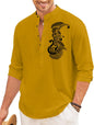 Finivo Fashion MenS Printed Cotton Blend Short Kurta With Artistic Chest Design | Stylish Full Sleeve Casual Kurta With Mandarin