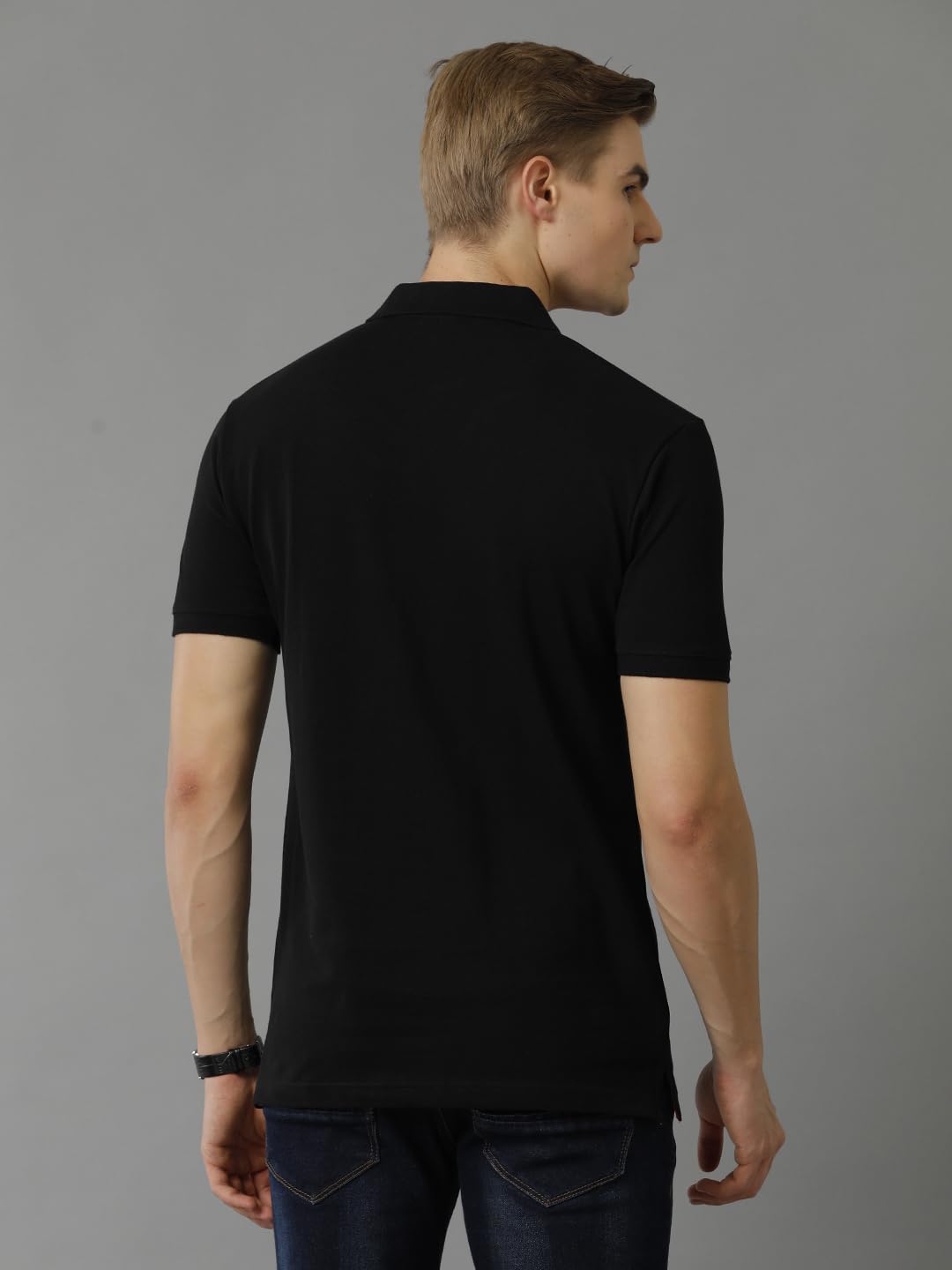 ADRO Premium Cotton Polo for Men (PN23-H-PLN-BL_Black)