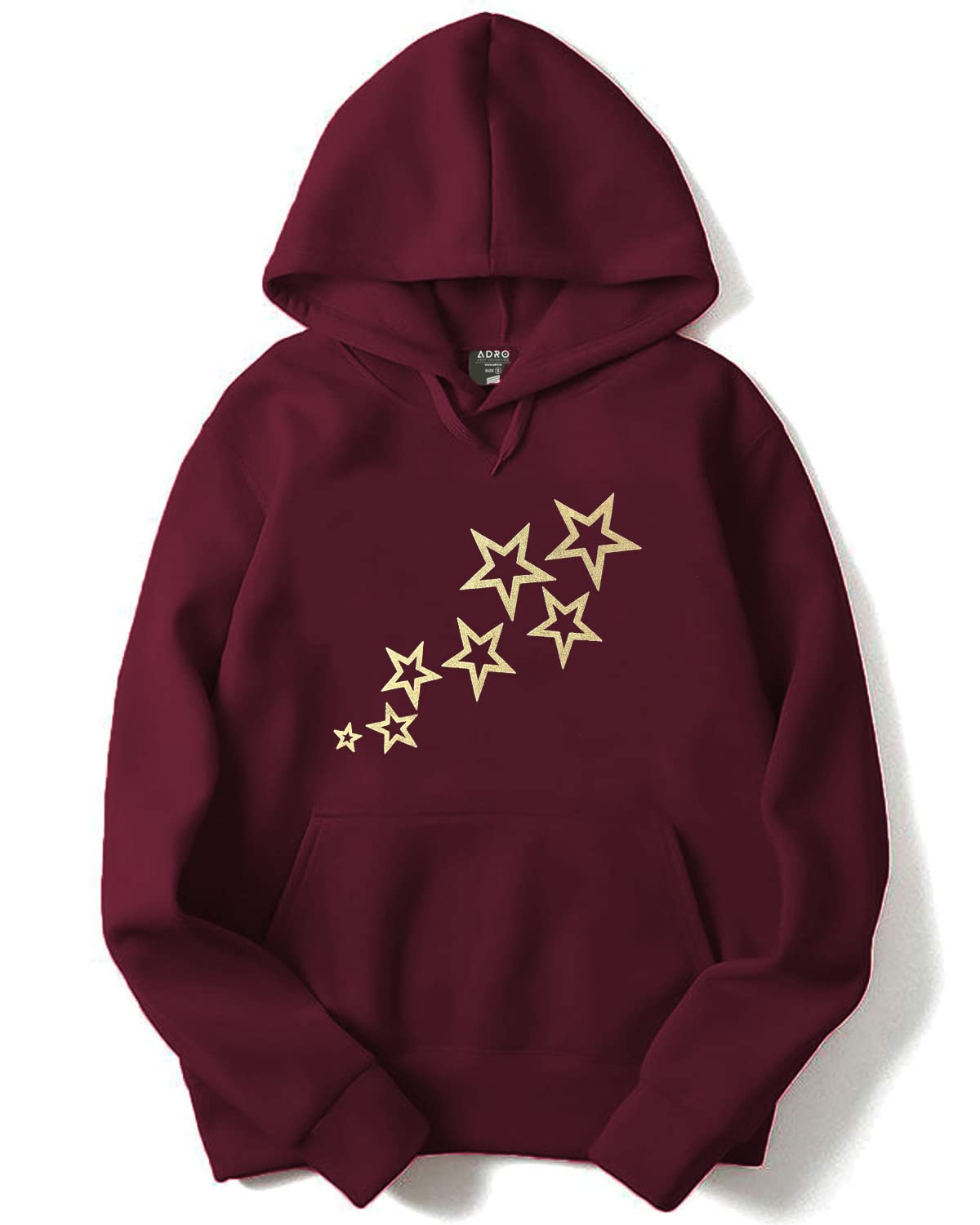 ADRO Men's Cotton Neck Hooded Sweatshirt (H20-GL-STA-MR_Maroon)
