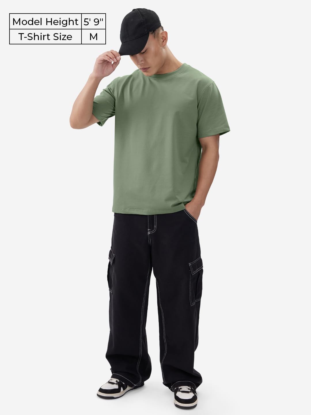 The Souled Store Solids: Mossy Green Men and Boys Short Sleeves Round Neck Regular Fit Cotton Blend T-Shirts