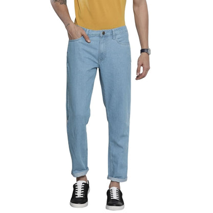 The Indian Garage Co Men Dad Fit Colorblocked Mid-Rise Jeans Blue