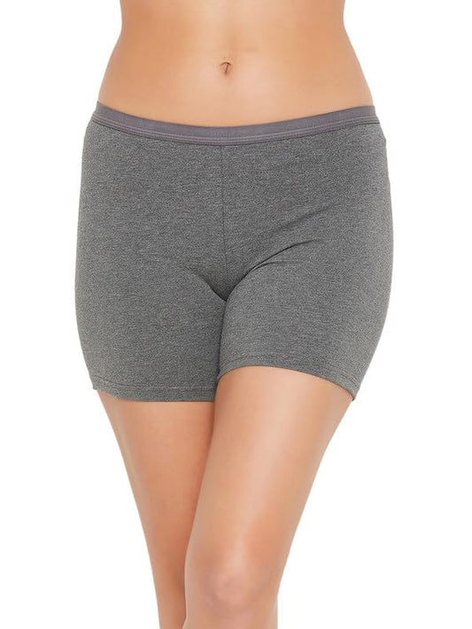Clovia Womens Cotton Medium Waist Outer Elastic Boyleg Panty (PN5036A05_Grey_XL)