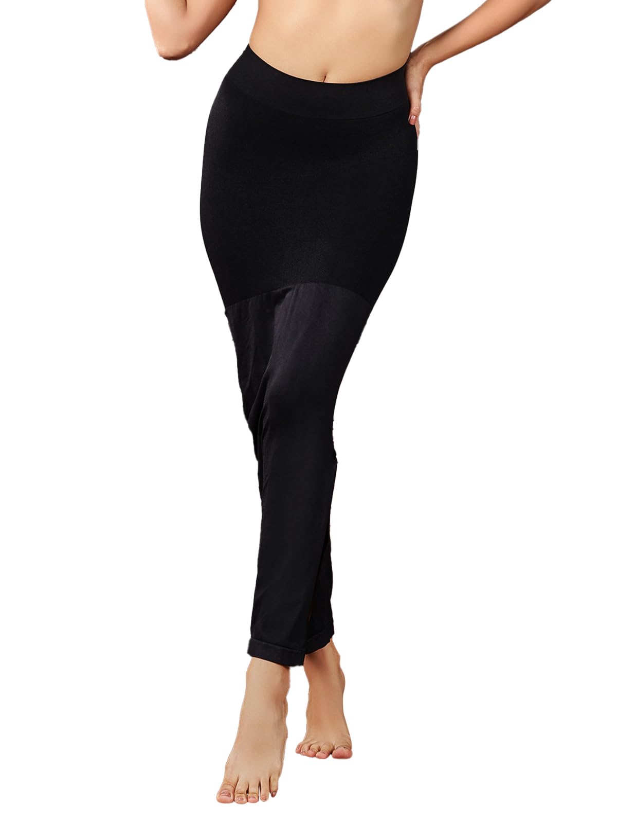 Clovia Women'S Petticoat Style Saree Shapewear With Drawstring/Naada (Sw0048P13_Dark Black_S)