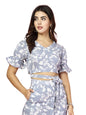OOMPH! Sleeveless Smocked Crop Top, Grey, mt888