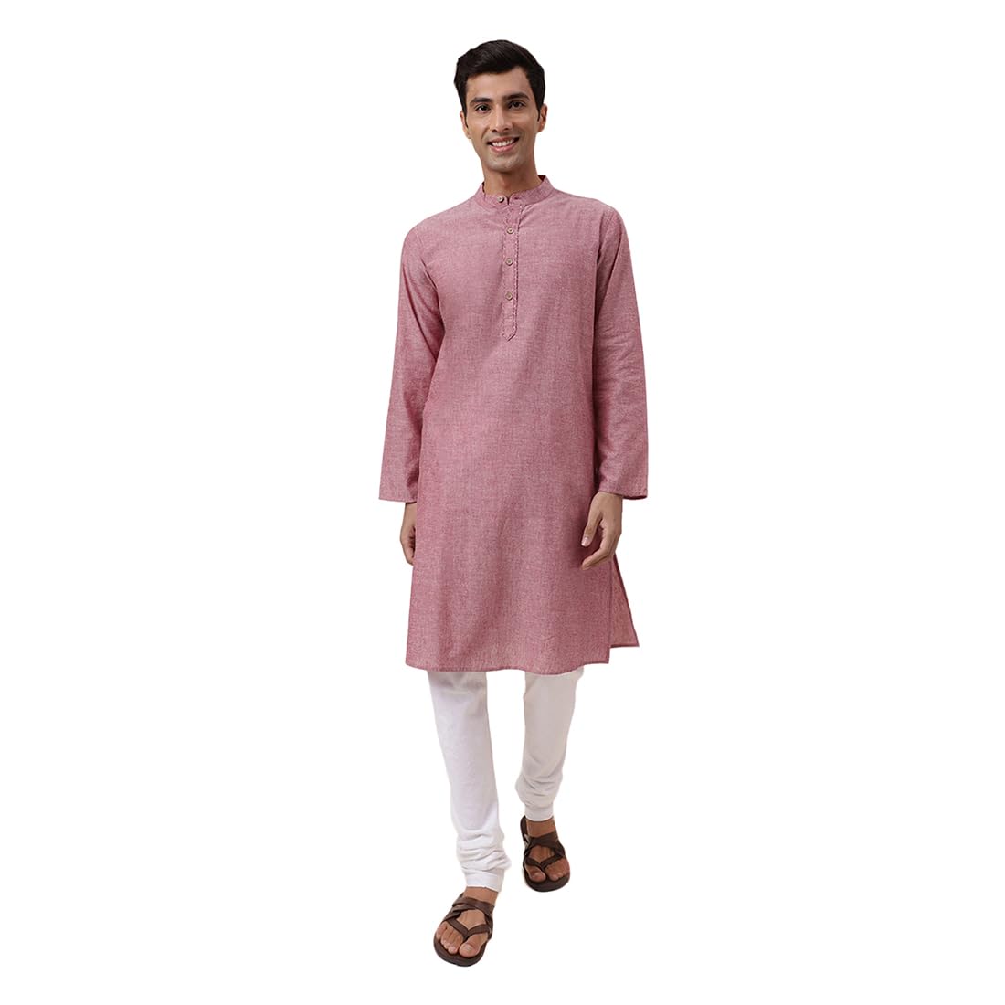 Fabindia MenS Cotton Woven Slim Fit Kurta (1030815Red_Red
