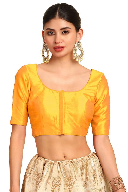 Soch Womens Mustard Art Silk Princessline Cut Padded Blouse