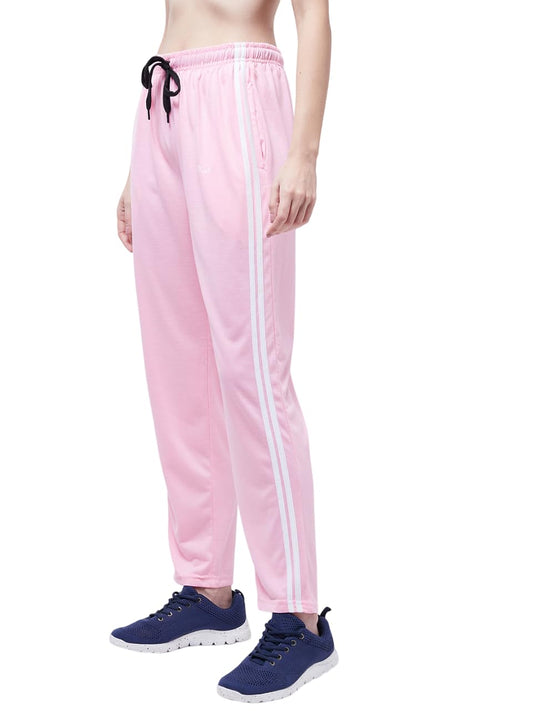 Pivl Striped Womens Baby Pink Track Pant