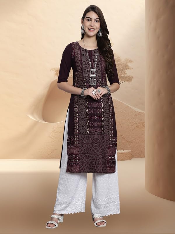 Pinkmint Womens Crepe Digital Print Straight Kurta [Pack of 6]