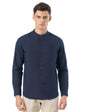 FYLTR Mens Solid Slim Fit 100% Cotton, Linen Look Casual Shirt Cool Blue
