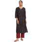 Fabindia Women Silk Printed Straight Long Kurta Cotton_M Multicolour