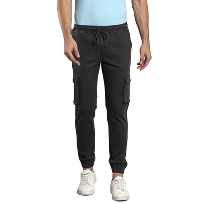 Dennis Lingo Solid Cotton Mens Casual Cargo Pant, Tapered Fit, Mid Rise, Ankle Length, Multi-Pocket Drawstring Stretchable Carg