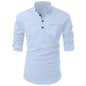 Deelmo MenS Regular Fit Solid Pattern Cotton Blend Kurta With Spread Collar Long Sleeve And Standard Length | Shirt For Man Sky