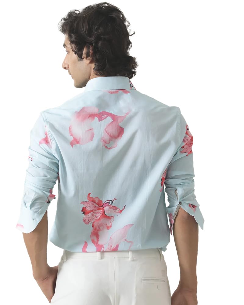 Eyebogler Men Regular Fit Printed Spread Collar Casual Shirt
