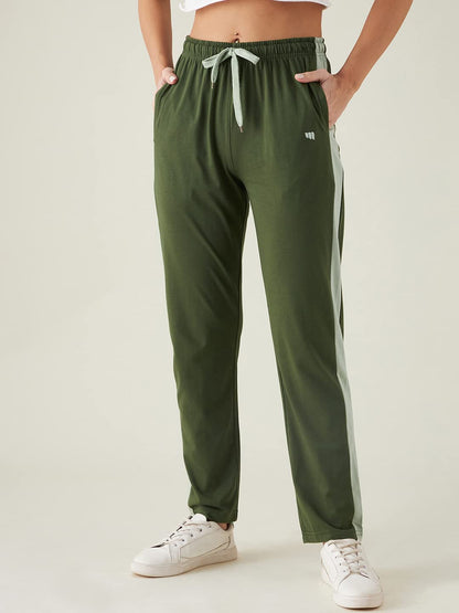 Modeve Striped Women Olive Track Pant