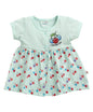 BUMZEE Baby Girls Cotton Round Neck Half Sleeves Graphic Print Above Knee Length Frock/Dress Aqua Blue - 0-3 Months (Peb11181B-a