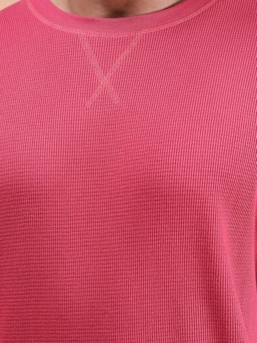 Colors Waffle Texture Full Sleeve T-Shirt for Men - 100% Cotton, Ribbed Crew Neck, Breathable Fabric, Enhanced Texture, Super St