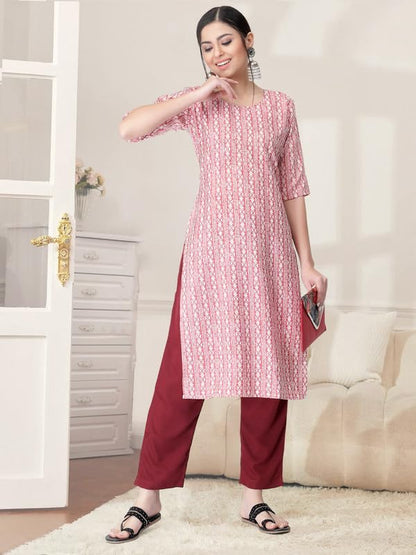 Pinkmint Kurta Set for Women Cotton Printed Straight Kurta with Pant (Pack of 1)