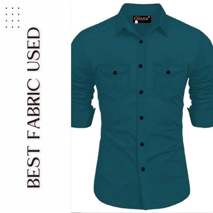 Rebelify Double Pocket With Flap Men Cargo Cotton Shirt
