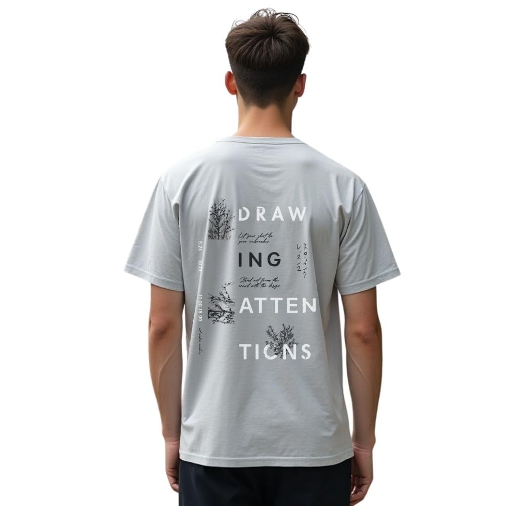 Nobero MenS Graphic Print Oversized Fit T-Shirt (1M-Twrt-C0853_Grey Melange