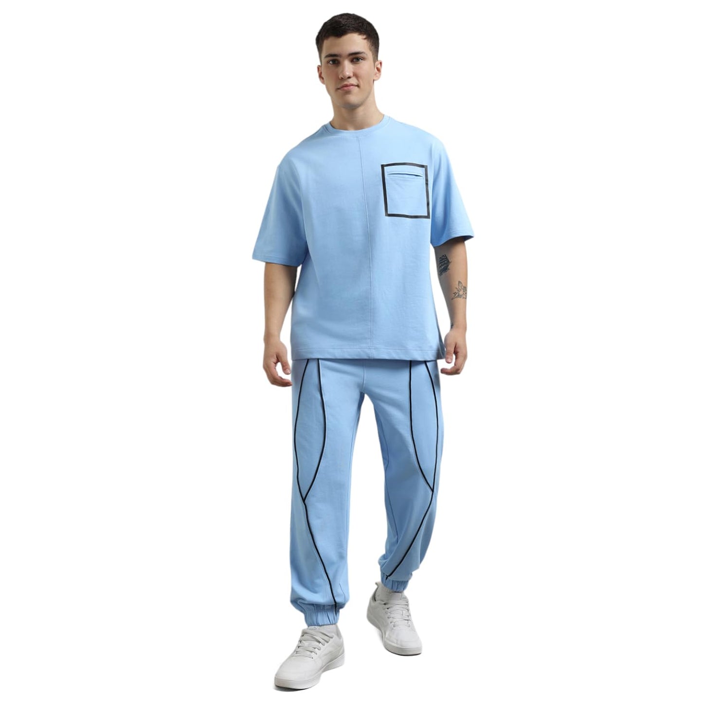 Nobero Men Solid Training Suit T-Shirt With Joggers
