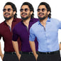 Pinkmint Shirt for Men ll Cotton Blend Casual Shirt ll Long Sleeve Formal Mens Shirt ll Regular Fir Shirt (Pack of 3)