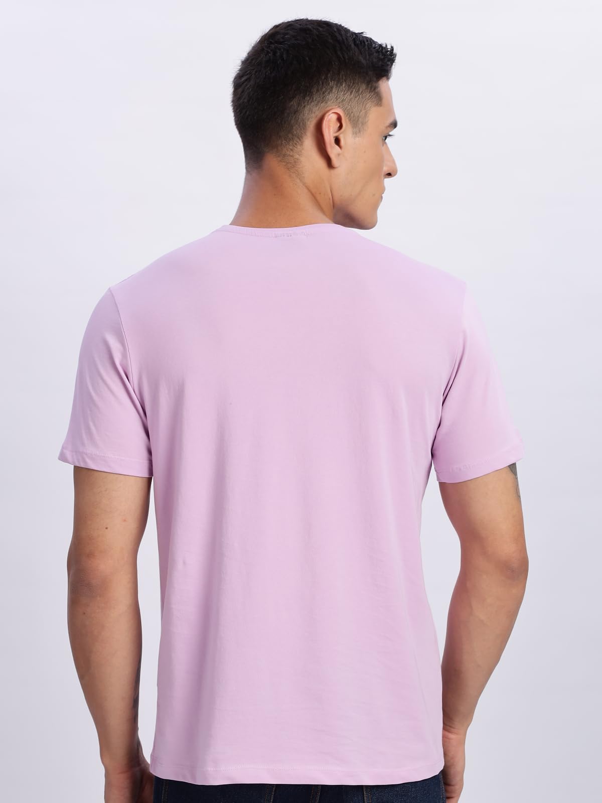 ADRO Men's Graphic Printed 100% Cotton T-Shirt - Regular Fit, Printed T-Shirts for Men (RN24-BCL-PU_Purple)