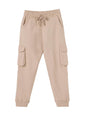 The Souled Store Solids: Creamy Beige Boys Drawstringed Cotton Cargo Joggers (2-8 Yrs)