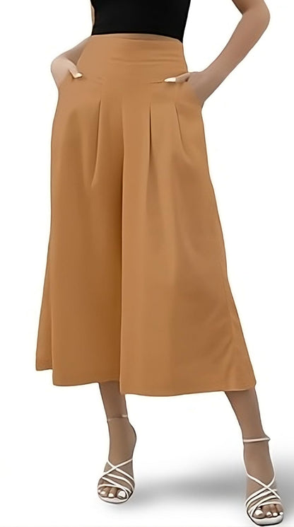 OOMPH! Cotton Linen Palazzo Pant for Women | Womens High Rise High Waist Trousers Flowy Wide Leg Plazzo Pant Trouser with Pocke