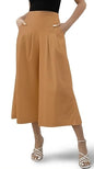 OOMPH! Cotton Linen Palazzo Pant for Women | Womens High Rise High Waist Trousers Flowy Wide Leg Plazzo Pant Trouser with Pocke