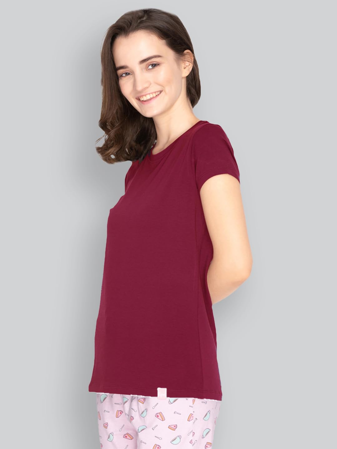 Lyra Women Solid Round Neck Tshirt