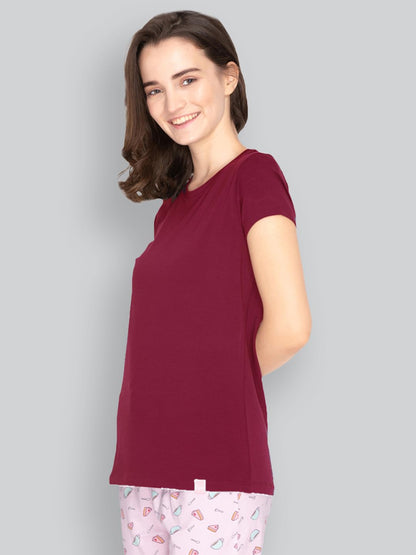 Lyra Women Solid Round Neck Tshirt