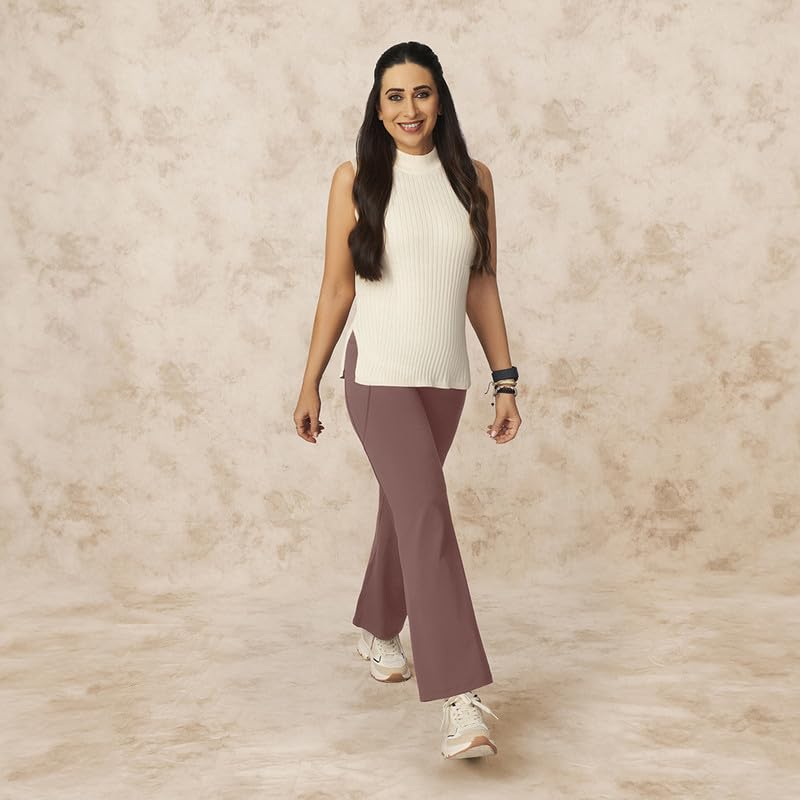 BlissClub Ultimate Flare Pants for Women Upto 54 ft | Ribbed Waistband, 4 Pockets | High Waist Trousers and Formal Pants for Of