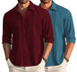 Deelmo Combo Of MenS Casual Button Down Shirts Long Sleeve Linen Shirt Fashion Textured Summer Shirts Pack Of 2