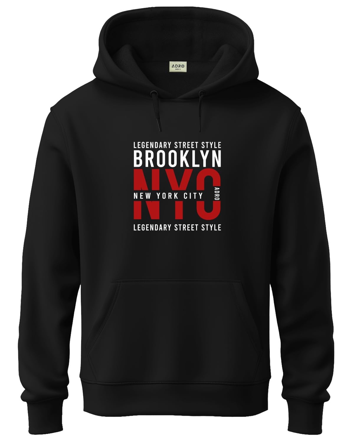 ADRO Men's Cotton Blend Neck Hooded Sweatshirt (H24-NYC-BL)