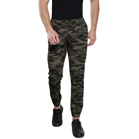Dennis Lingo Camouflage Print Cotton Mens Casual Drawstring Joggers, Straight Fit, Mid Rise, Ankle Length Athletic Track Pants,
