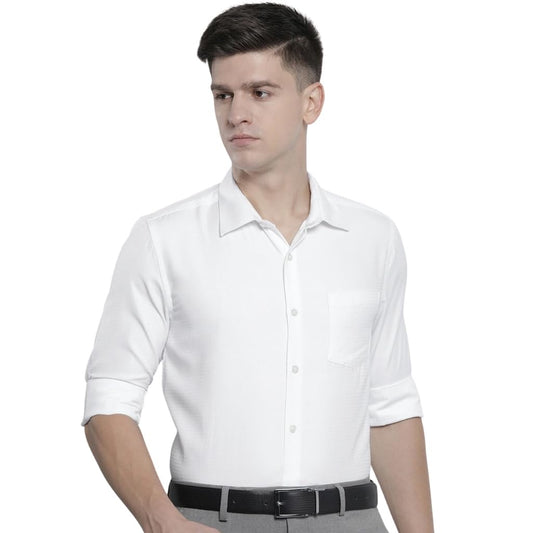The Indian Garage Co Men White Slim Fit Solid Formal Shirt