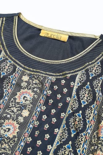 Aurelia Women's Polyester Floral Print Viscose Blend Regular Kurta
