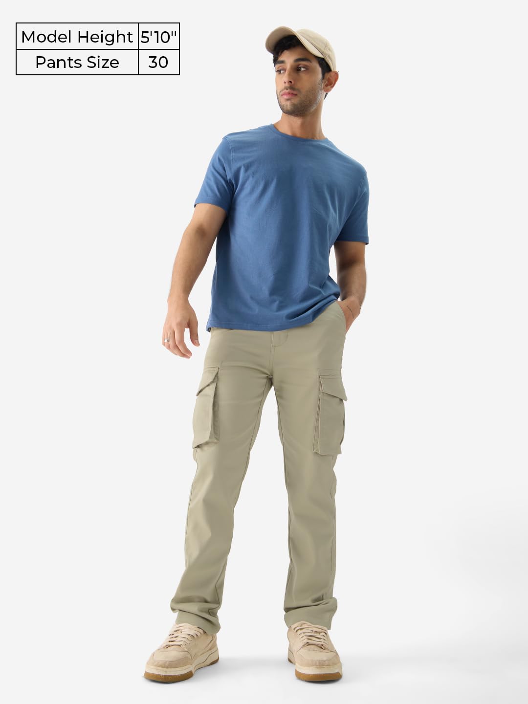 The Souled Store Solids: Champagne Men and Boys Regular Fit Cargo Pants
