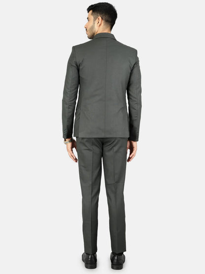 WINTAGE Mens Polyester Cotton Plain Green Three Piece Suit : 38/ S