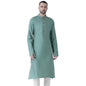 Kisah Men Seafoam Green Solid Straight Kurta Full Sleaves, Knee Length, Straight, Regular Fit, Mandarin Collar Ethnic Casual Wea