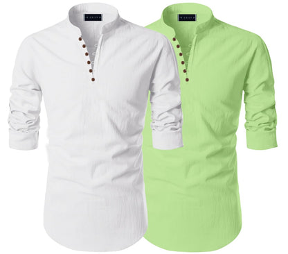 Zartha MenS Regular Fit Solid Pattern Cotton Blend Kurta With Spread Collar Long Sleeve And Standard Length | Shirt For Man