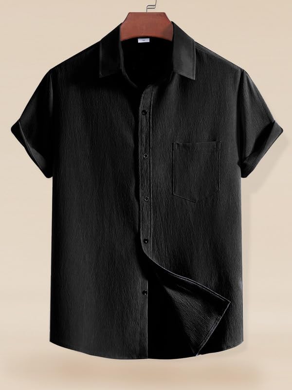 Tee Projekt Textured Shirts for Men || Casual Shirt for Men || Comfortable and Stylish for Every Wardrobe Black
