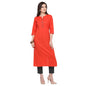 ANNI DESIGNER Women's Red Color South Cotton Calf Length Kurti (PUJA-KURTI-7006)
