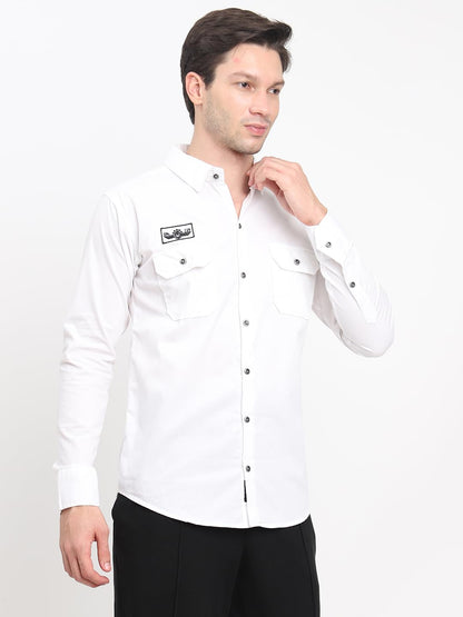 Shasmi Mens Double Pocket Cotton Shirt | Formal | Office Wear | Plain | Full Sleeve - Slim Fit Shirt for Men | Shirt for Men |