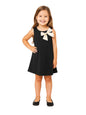 A.T.U.N. (ALL THINGS UBER NICE) Girls Stylish Suzy Dress with Contrast Bow | Sleeveless Soft Stretchable Knee Length Dress Black