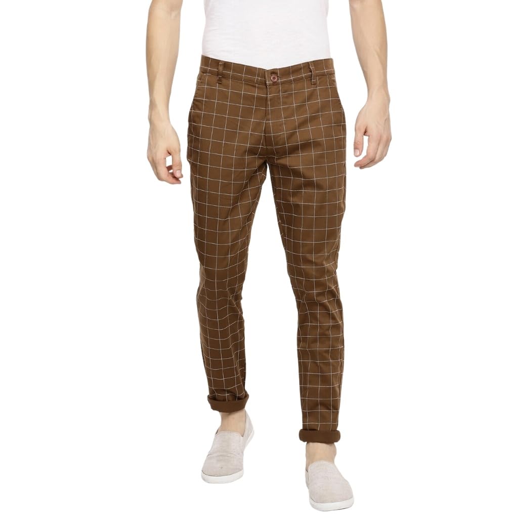 The Indian Garage Co Men Slim Fit Checked Mid-Rise Chinos