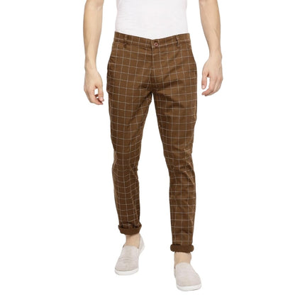 The Indian Garage Co Men Slim Fit Checked Mid-Rise Chinos
