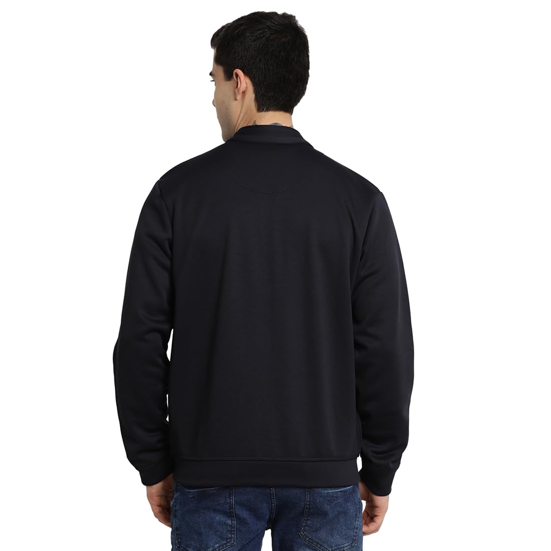 Turtle Men Knitted Solid Regular Fit Full Sleeve Blue Windcheater Jacket